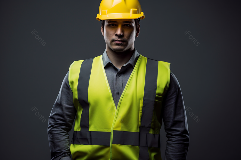 穿着安全服的建筑工人形象特写摄影图,高清,摄影图,摄影图片,图片大全,摄影图免费下载